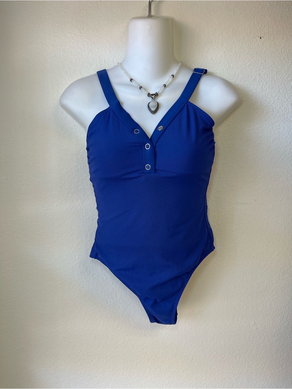 Xhilaration Royal Blue One-Piece Swimsuit with Button Front